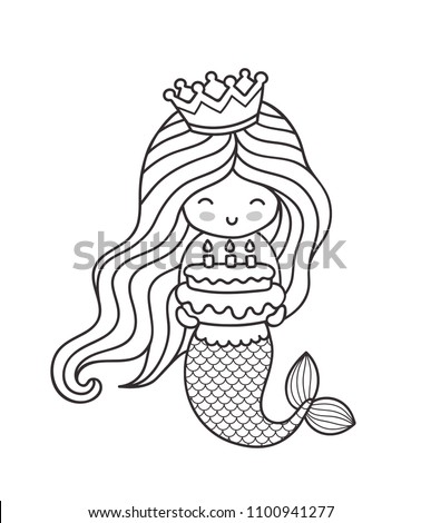 Happy Birthday Mermaid Coloring Pages : The Little Mermaid Coloring