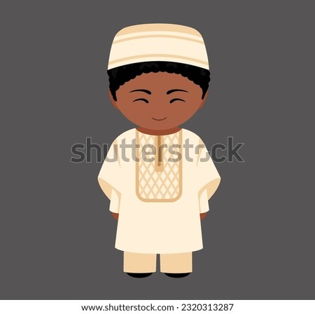 Senegalese male cartoon character in traditional ethnic costume. Man in Senegal clothes. Isolated flat vector illustration.