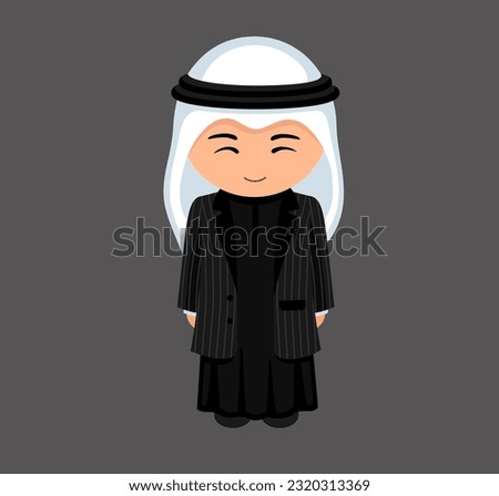 Palestinian male cartoon character in traditional ethnic costume. Man in Palestine clothes. Isolated flat vector illustration.