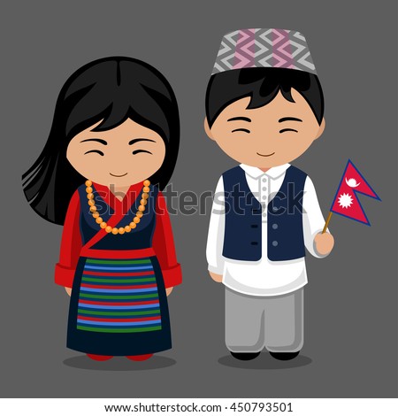 Vector Images, Illustrations and Cliparts: Nepalese in national dress ...