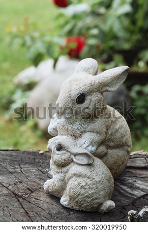 miniature toy rabbit in the garden