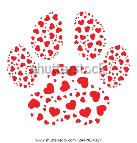 paw design filled with hearts