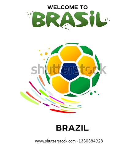 Vector illustration of a soccer ball in the colors of the national flag on the white background. CONMEBOL Copa America 2019 soccer championship tournament in Brasil. Broadcast template. 