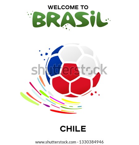 Vector illustration of a soccer ball in the colors of the national flag on the white background. CONMEBOL Copa America 2019 soccer championship tournament in Brasil. Broadcast template. Football champ