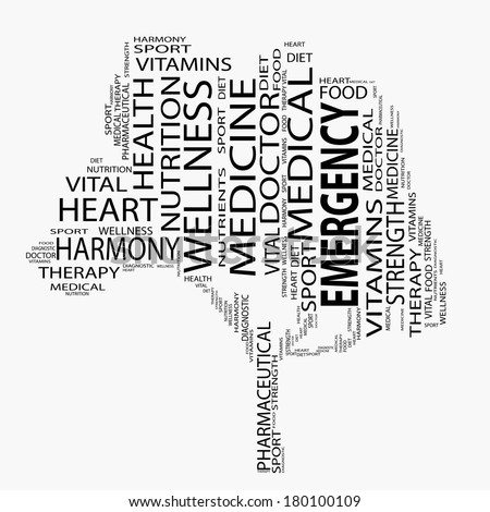 Concept or conceptual black text word cloud or tagcloud as a tree isolated on white background as metaphor for health, nutrition, diet, wellness, body, energy, medical, sport, heart or science