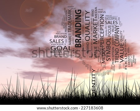 Concept or conceptual black text word cloud on grass sunset and sun with cloud background, metaphor to business, team, teamwork, management, effective, success, communication, company, group or symbol