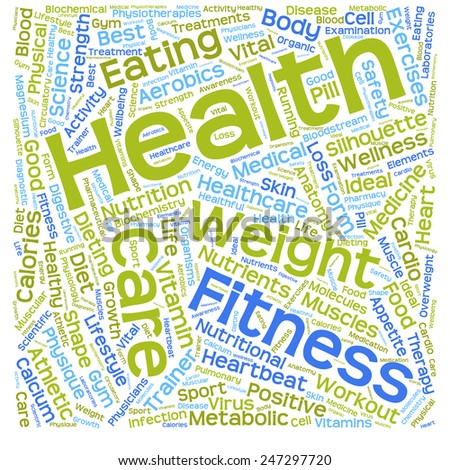 Concept or conceptual text word cloud tagcloud isolated on white background, metaphor for health, nutrition, diet, wellness, body, energy, medical, sport, heart, physique, medicine or science