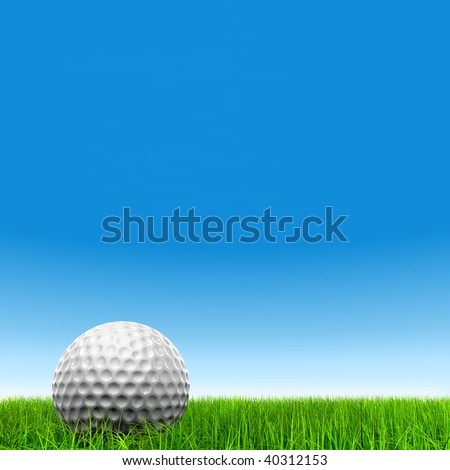 High resolution  white golf ball in green grass  background, for sport, recreation, or golf play designs