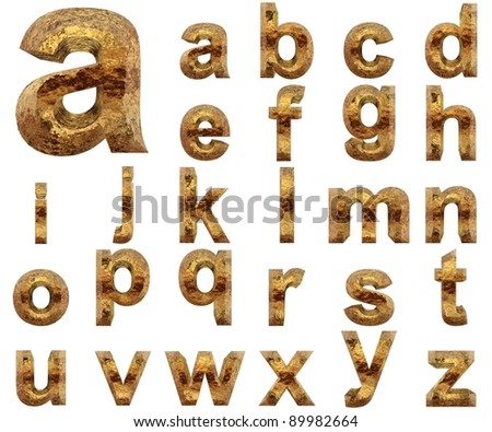 High Resolution Conceptual Golden Fonts Set Or Collection Isolated On ...