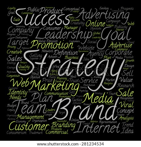 Conceptual leadership marketing or business text word cloud on background for  advertising, business, company, growth, corporate, identity, innovation, media, management, market, sale or trend value