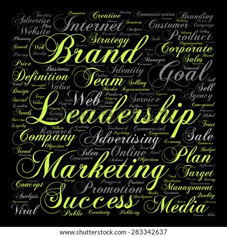 Concept or conceptual text word cloud isolated on black background, metaphor to advertising, business, company, growth, corporate, identity, innovation, media, management, market, sale or trend value
