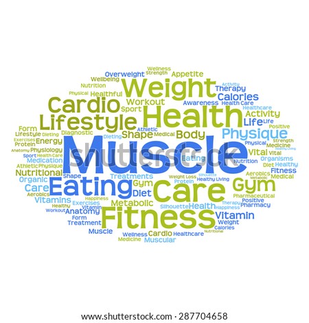 Concept or conceptual abstract word cloud on white background as metaphor for health, nutrition, diet, wellness, body, energy, medical, fitness, medical, gym, medicine, sport, heart or science