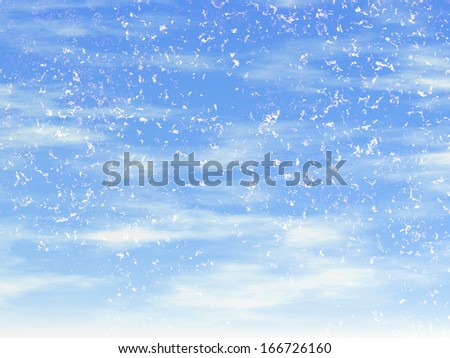 snowfall on a blue sky backgrounds
