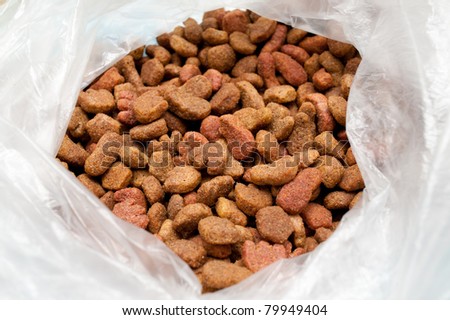 healthy food for domestic pet in a packet. Cat food