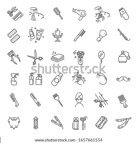 Barbershop and beauty salon vector icons set