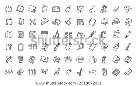 Office stationery - minimal thin line web icon set. Outline icons collection