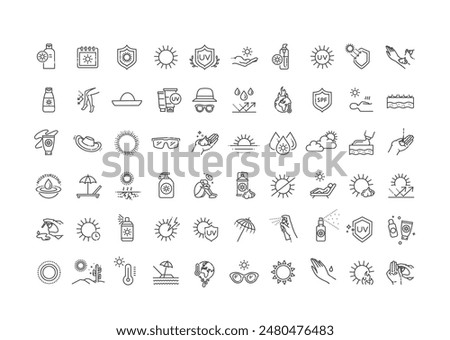 Sun Protection icons. UV protection icon set