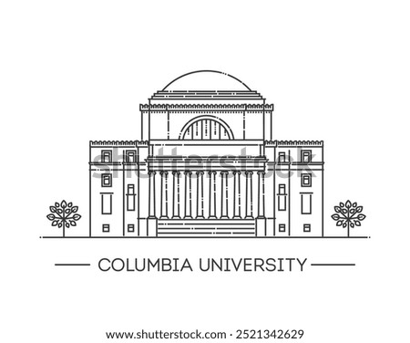 Columbia university vector outline illustration