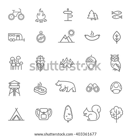 Camping, Forest,  Nature & Outdoor Activities icons