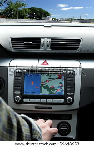 Exclusive car, windscreen, dashboard with gps panel