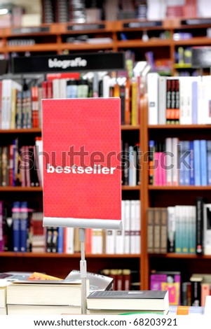 Bookstore and special area with bestsellers books