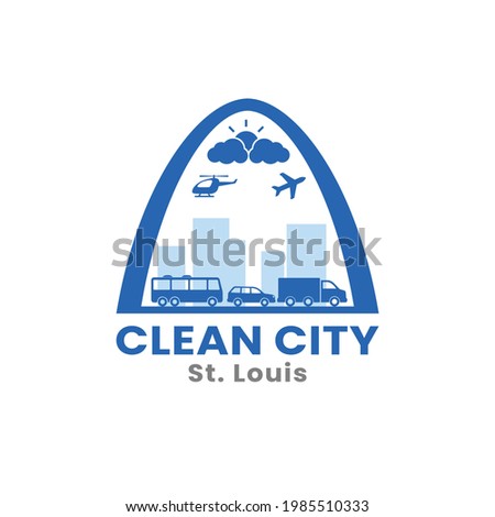 Downtown St. Louis Skyline for Clean City Logo Design Template. St. Louis is the second-largest city in Missouri, United States