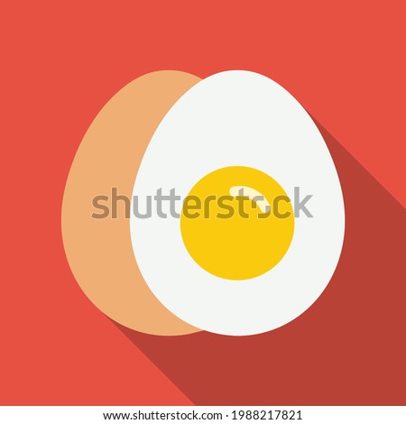 Boiled Egg Vector Icon in Flat Style. Boiled eggs are eggs, typically from a chicken, cooked with their shells unbroken, usually by immersion in boiling water. Vector Icon for App, Web, Logo