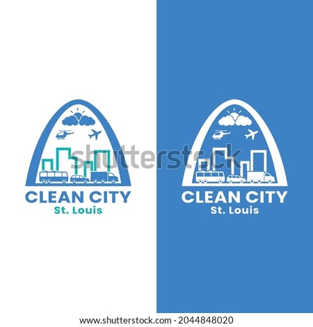 Downtown St. Louis Skyline for Clean City Logo Design Template. St. Louis is the second-largest city in Missouri, United States.