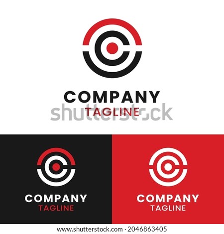 Initial Letter C in Red Black Circle Logo Design Template. Suitable for General Business Company Corporate Brand Logo Design.
