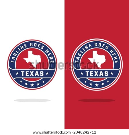 Texas Map in Blue Red Circle Emblem Badge Label Stamp in Retro Hipster Vintage Style Logo Design Template.