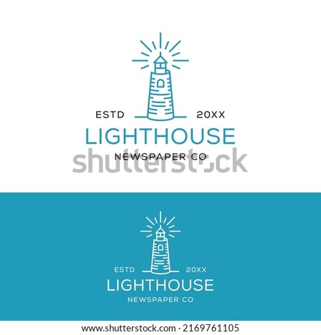 Lighthouse Paper Tower Logo Design Template. Perfect for Newspaper Companies, Magazines, Bookstores, Schools, Colleges, Book Publishers, or The City with Lighthouses.