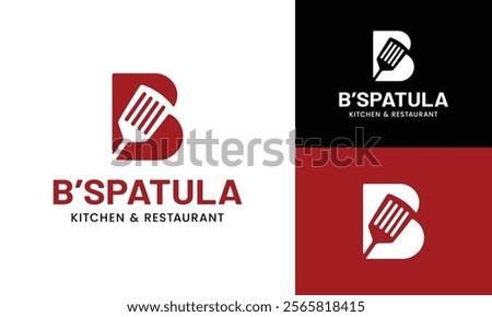 Letter Initial B Spatula Logo Design Template. Suitable for Restaurant Kitchen Bistro Cafe Catering Eatery Grill Barbeque or Chef Cook Kitchener Food Blogger Business Brand Company Logo Design