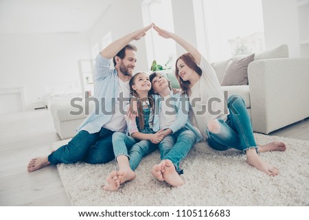 Similar – Image, Stock Photo Father shows daughter the world and points in one direction