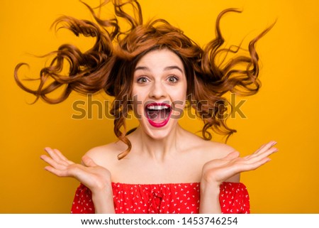 Similar – Image, Stock Photo Amazed girl making hairdo on dreadlocks of father