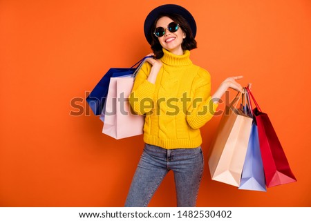 Similar – Image, Stock Photo Charming girl in denim jacket in nature