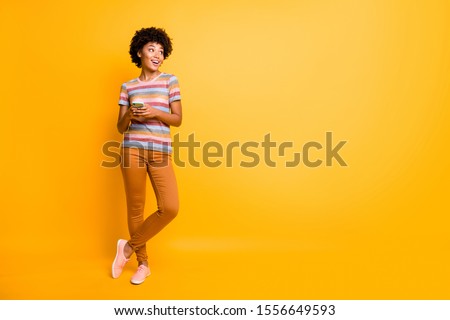 Similar – Image, Stock Photo Dreamy stylish woman standing on city street