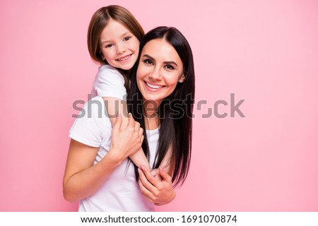 Similar – Image, Stock Photo Mother and cute little son hugging outdoors