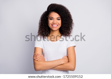 Similar – Image, Stock Photo Content trendy African American woman on wall