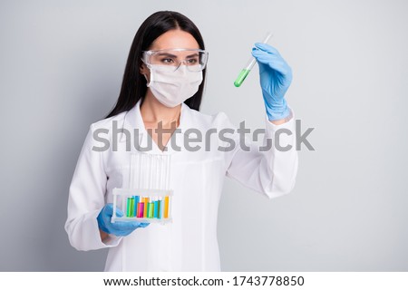 Similar – Image, Stock Photo Female scientist in white lab coat standing in the biomedical lab