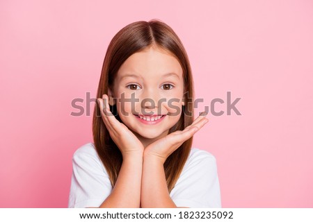 Close-up portrait of her she nice-looking attractive lovely healthy glad cheerful cheery foxy ginger girl enjoying good mood idea solution isolated on pink pastel color background