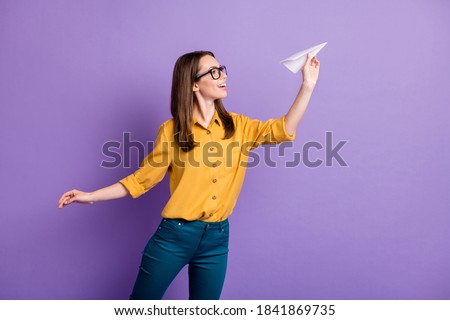 Image, Stock Photo Woman having fun throwing sand in desert