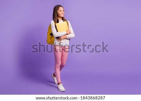 Similar – Image, Stock Photo Little hispanic girl studying in front of the laptop. E-learning, study at home online.