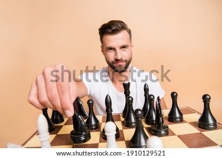 Similar – Image, Stock Photo Man plays chess