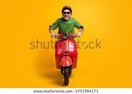 Similar – Image, Stock Photo Man with helmet riding custom motorbike