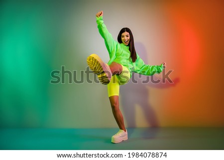 Similar – Image, Stock Photo Young woman dancing in the city streets