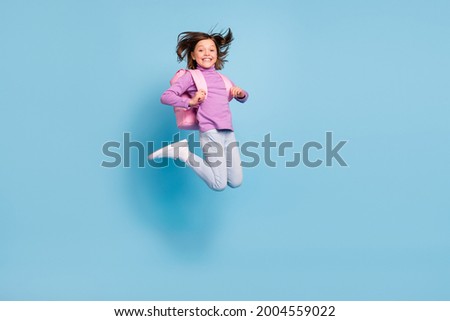 Similar – Image, Stock Photo Little happy girl having fun in green summer park. happy chuldhood