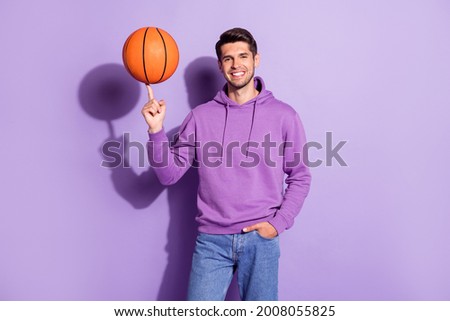 Similar – Image, Stock Photo Young man and ball stretching on basketball court outdoor