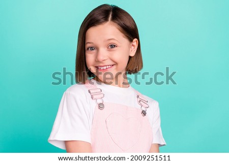 Similar – Image, Stock Photo Little cute short-haired girl throws leaves