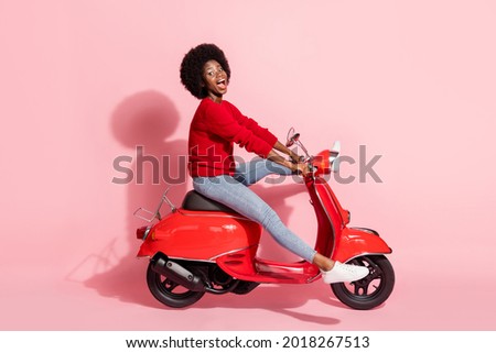 Similar – Image, Stock Photo Stylish happy black model talking on smartphone on gray background