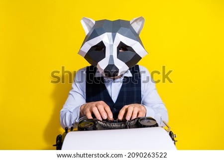 Similar – Image, Stock Photo Anonymous male writer typing on old fashioned typewriter